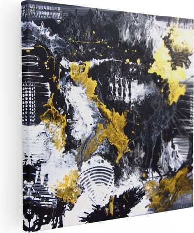 Artaza Canvas Schilderij Abstracte Kunst - 30x30 cm - Klein - Muurdecoratie Woonkamer - Wanddecoratie Goud - Kamer Accessoires