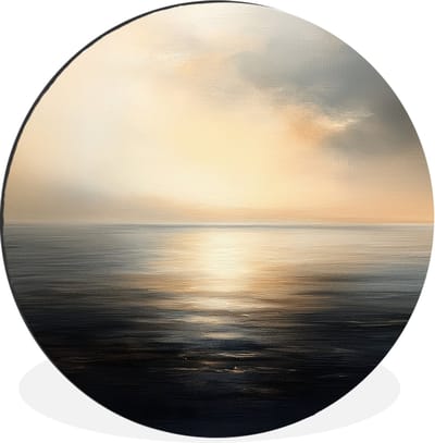 WallCircle - Wandcirkel - Muurcirkel - Zon - Horizon - Zee - Aluminium - Dibond - 30x30 cm - Binnen en Buiten