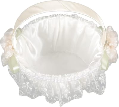 Bloemenmand - Decoratie mand - Bruiloft versieren - Met kantdecoratie - 22x15x15 cm - As shown