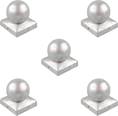 TRUTZHOLM - Paalkap Gegalvaniseerd - 121 mm - Kogel - Afdekkap voor Palen 12x12 cm - Hekwerk Bescherming - 5 Stuks Set