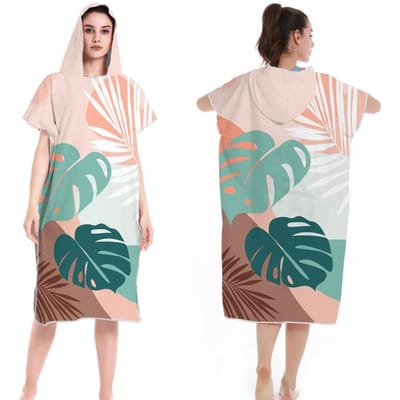 Poncho de Surf Serviette Microfibre Poncho de Surf à Capuche Robe de Bain pour se Changer Séchage Rapide Serviette de Plage Piscine avec Capuche Combinaison Néoprène 110X80cm