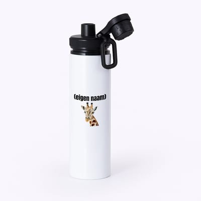 Hacebo® - giraffe met eigen naam waterfles met draaidop zwart - Giraffe - giraffe liefhebbers - dieren liefhebber - leuk cadeau voor iemand die houdt van giraffen - cadeau - kado - water fles - 850ML