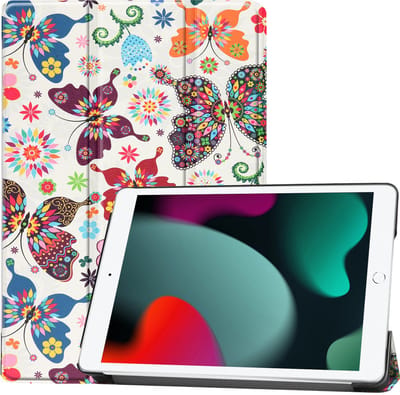 Hoesje Geschikt voor Apple iPad 9 (2021) - 10.2 inch - 9e Generatie - Dun & Stevig - Trifold Bookcase - Hard Cover - Hardcover Book Case - Tablet Hoes - Vlinders