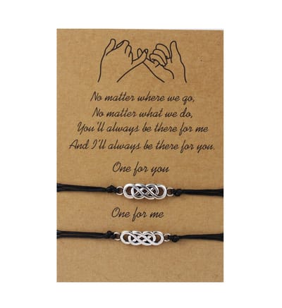 Bixorp Friends Vriendschapsarmbandjes voor 2 met Zilverkleurig Dubbel Oneindigheidsteken - BFF ArmbandMeisjes - Best Friends Armband Vriendschap Cadeau voor Twee
