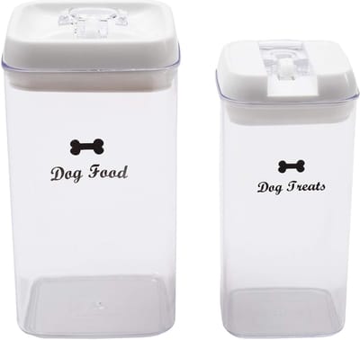 Dog Food en Treats Opslagcontainer - Duidelijk Plastic - Opslag Can Cans - Hondenvoer en Honden Snacks (Twee Delige Set)