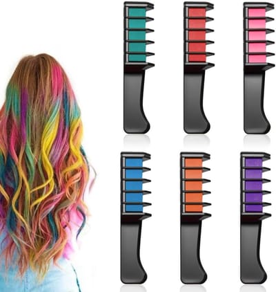 Kleurige haarkrijt set van 6: wasbare haarkleur, snel aanbrengen, perfect voor feesten, cosplay en speciale gelegenheden