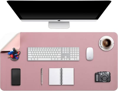 Bureauonderlegger - Computermat Toetsenbordmat - Bureau Organisatie - Dubbelzijdig PU-leer - 100 x 50 cm - Roze