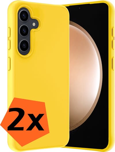 Hoes - 2 Stuks - Geschikt voor Samsung Galaxy S23 FE - Sterk & Shockproof - Case Siliconen - Back Cover - Telefoon Hoes - Geel