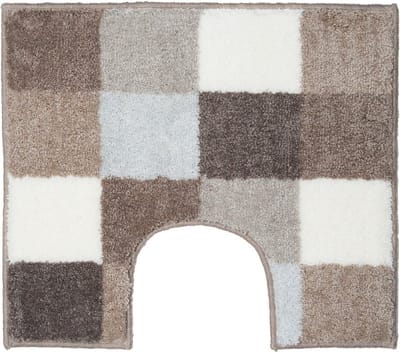 Casilin WC-mat Antislip Blocks - 60x50cm - Met Uitsparing - Waterabsorberende Badmat - Wasbaar en Sneldrogend - Acryl - Bruin, Beige