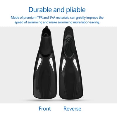 WHALE 1 Paire Adultes Sports Nautiques Snorkeling Plongée Caoutchouc Palmes de Natation Noires (ML)