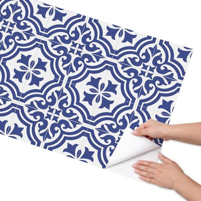Coloray Meubel Wrap Folie - Blauw Meubelfolie - 65x130 cm - Plakfolie Meubels Blauw patroon - Decoratiefolie Zelfklevend - Klassiek Meubelfolie - Meubelfolie Zelfklevend - Badkamer decoratie - Achtergronden en patronen