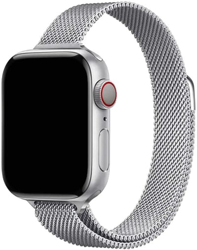 Stravo Slim Milanees bandje Geschikt voor Apple Watch 42mm (Series 11/10), 41mm (Series 9/8/7), 40mm (Series 6/5/4, SE 3/2/1), 38mm (Series 3/2/1) - Elegant en verfijnd Milanese Horlogeband met magnetische sluiting - Zilver