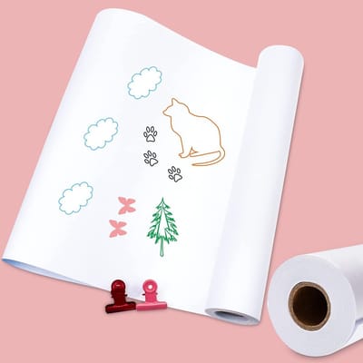 Kleurpapier Rol 30 cm x 15 m voor Tekenen, Schilderen en Creatieve Projecten met 2 Klemmen voor Kinderen