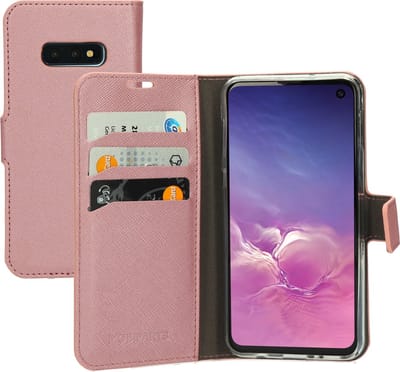 Mobiparts hoesje geschikt voor Samsung Galaxy S10e - Saffiano Wallet/Portemonnee hoesje - Magneet Sluiting - 3 Opbergvakken - Roze