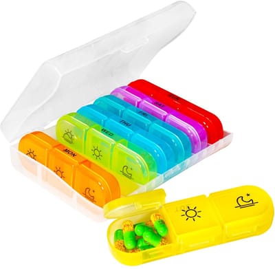 Allecto - Tablet Box - Weekdoos voor Medicijnen - Handig en Draagbaar - Transparant - Vitaminen Organizer - Geschikt voor 7 Dagen - Compact Design