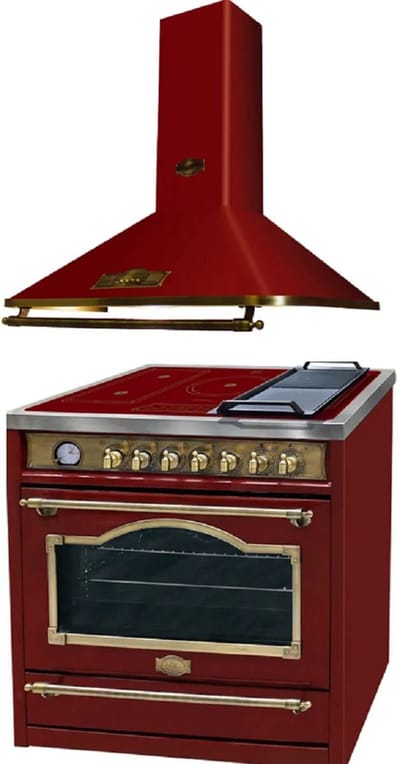 Kaiser inductiekookplaat HC 93655 RotEm, 90 cm, 5 kookzones+A 9315 RotEm ECO, retro Afzuigkap 90 cm