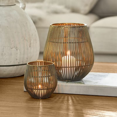 LOBERON Windlicht set van 2 Pontarino antiekmessing