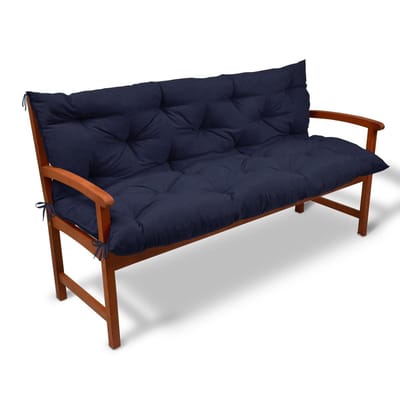 Beautissu Tuinbank kussen Flair BR - kussens voor tuinmeubelen 100 x 50 x 50 cm donker blauw - zitkussen en rugkussen