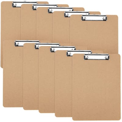 Dailygoods- Klembord A4 - 10 Pack - Houten Klemborden - Metalen Clip - Opknoping Gat - Stevig en Glanzend - Clipboard