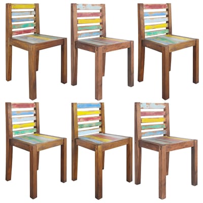 vidaXL - Eetkamerstoelen - 6 - st - massief - gerecycled - hout
