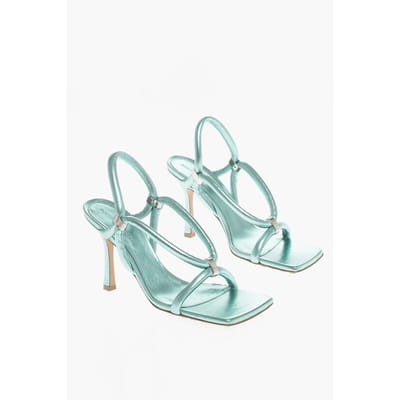 Leren sandalen Metallic Effect 9 cm in Lichtblauw