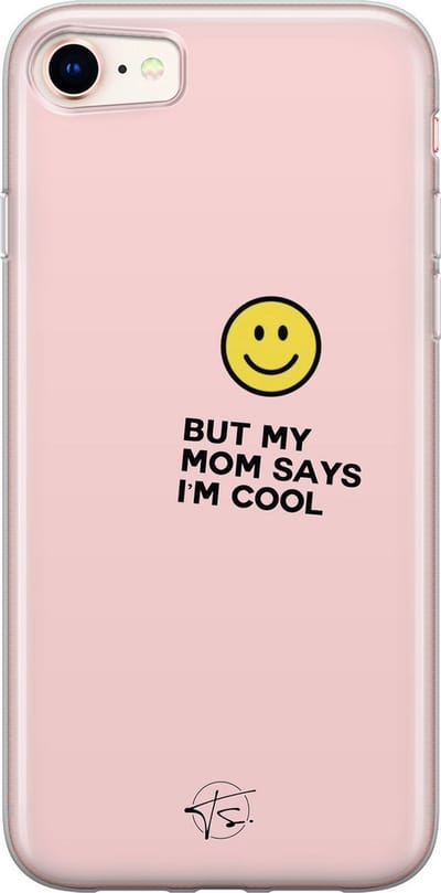 Hoesje geschikt voor iPhone SE (2020) - I'm cool quote - Soft Case - TPU - Tekst - Roze - Mooie Telefoonhoesjes