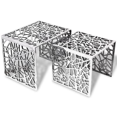 vidaXL - Bijzettafels - 2 - stuks - vierkant - aluminium - zilver