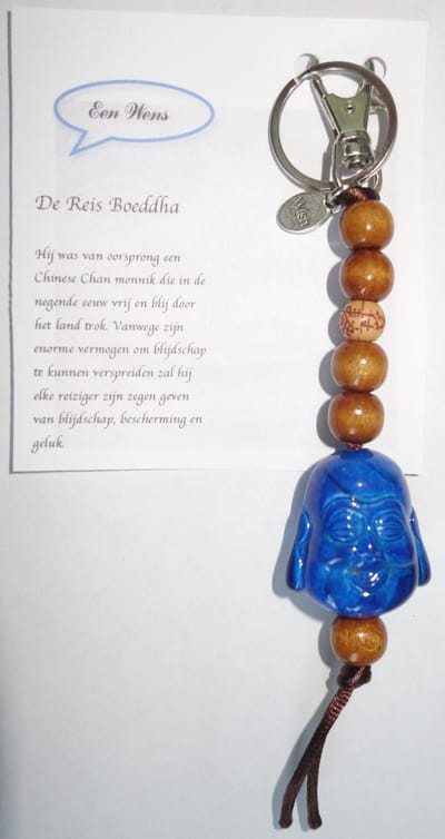 De Reis Boeddha Sleutelhanger Blauw