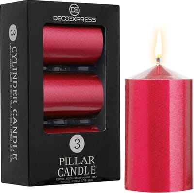 Set van 3 Stevige Decoratieve Kaarsen Metallic Kleuren Ongeparfumeerd Lange Brandduur