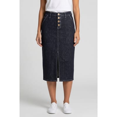 Karl Lagerfeld Button Denim Skirt Dark Blue Denim Maat: S | Midi Rokken Outlet | Dames | Blauw