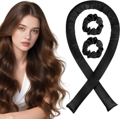 SnelShoppen - 3 Pcs Heatless Curlers Satin Curls Set - Haarrollers voor Volume en Krullen zonder Hitte - Geschikt voor Lang en Medium Haar - Zwart
