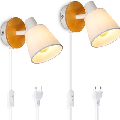 CLVP® Wandlamp Binnen met Snoer - Wandlamp met Stekker voor Binnen - met Dimbare Schakelaar - Industrieel en Vintage - Slaapkamer Bedlampje