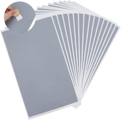 15 Stuks Volledige Vel Krabstickers 210x110mm Zelfklevende DIY Rechthoekige Labels Grijs voor Loterijkaarten en Creatieve Projecten