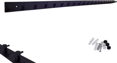 Hoexs - Kapstok Zwart RVS - 22 haaks - 127,5 cm - Grote Wandkapstok - Hangende Design Kapstokken - Muurkapstok - Handdoekrek