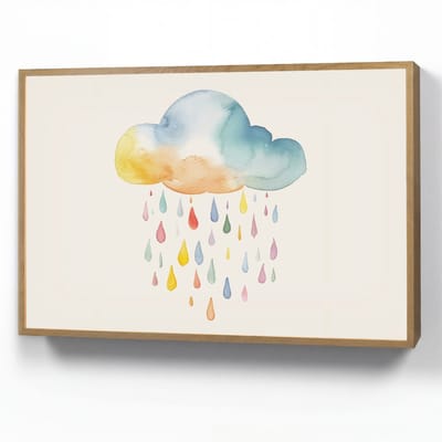 Nachtlampje 90x60 cm - Kinder lamp - Wolk - Regen - Watercolor - Kleurrijk - Tafellamp kinderkamer draadloos - Slaapkamer lampje - Bedlamp kinderen - Kinderlampje - Wandlamp babykamer - Nachtlampjes