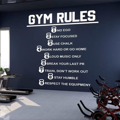 Sportschool Regels Muursticker Sport Motivatie Workout Fitness Citaten Vinyl Stickers Verwijderbaar Muurschilderingen Behang Sportschool Liefhebber Cadeau S639 (as the picture,M 42x42cm) gray