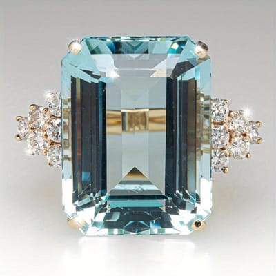 1 Stuks Luxe Hyperbool Damesring Cocktailfeest Ring Met Enorme Hemelsblauwe Kubieke Zirconia Klauwzetting Valentijnsdag Cadeau Voor Vrouw 9 gray