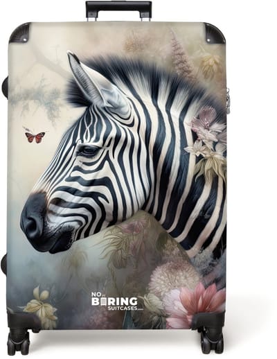 NoBoringSuitcases.com® - Koffer groot - Reiskoffer lichtgewicht - Gedetailleerd zijaanzicht van een zebra - Rolkoffer met 4 wielen - Grote trolley XL - 98 liter bagage