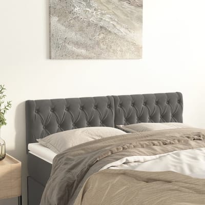 vidaXL - Hoofdborden - 144x7x78/88 - cm - fluweel - donkergrijs