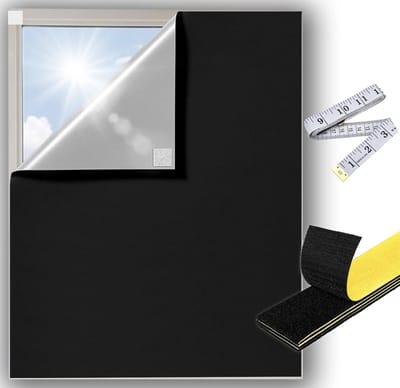 Dakramen verduistering, 1 m x 1,45 m, raamverduistering met hittebestendige klittenbandsluiting, zonwering, 100% verduisterend