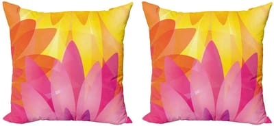 ABAKUHAUS Kussenhoes Set 2x50x50 cm – Dubbeldruk – Oranje, Roze, Geel