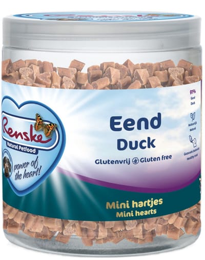 Renske Gezonde Beloning Mini Hartjes Hondensnack Eend - 6 x 300 gr - Voordeelverpakking