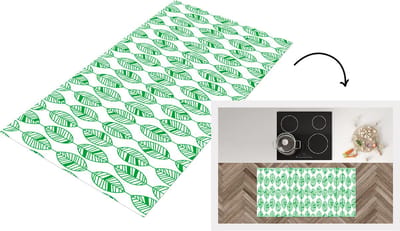 Keukenloper - Loper keuken - Patroon - Blad - Groen - 120x60 cm - Keukenloper vinyl