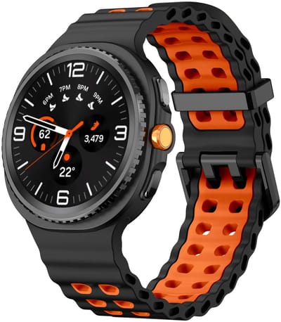 Strap-it Ocean siliconen bandje met gespsluiting geschikt voor Samsung Galaxy Watch 9 (40/44mm) / Watch 8 (40/44mm) / 8 Classic (46mm) - zwart/oranje