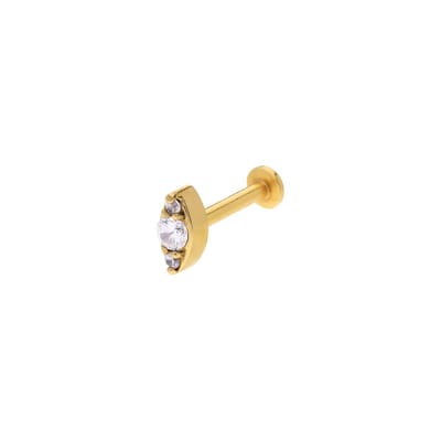 Lucardi - Dames Stalen goldplated helixpiercing met zirkonia - Piercing - Staal - Goudkleurig