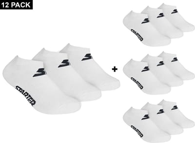 Starter - 12-Pack Sneaker Socks - Enkelsokken Bundel - 43 - 46 - Wit