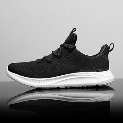 Sport Hardloopschoenen Heren Sneakers Comfortabele Lichtgewicht Wandelschoenen Heren Ademende Mesh Trainers Heren Grote Maat 48 Zapatillas 48 black