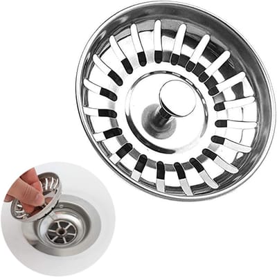 Spoelbakzeef - Zeefmandje Afvoer - Keuken Badkamer - Roestvrij Staal - 78 mm - Zwart