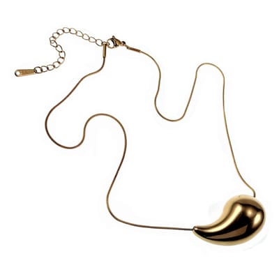 40cm tot 45cm Ketting Dames - Goudkleurig RVS - Slangenketting met Druppelvormige Hanger - Verstelbaar