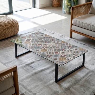 Coloray Tafelblad - Tafelblad Van Gehard Glas - 100x50 cm - Grijs - Rechthoek Glazen Tafelblad - Tafelblad Buiten - Tafelblad Voor Buiten - Buiten Tafelblad - Los Tafelblad woonkamerdecoratie